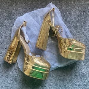 EGO gold platform heels NEVER WORN